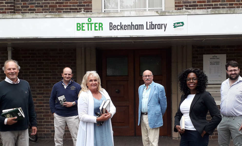 Activists outside Beckenham Library 