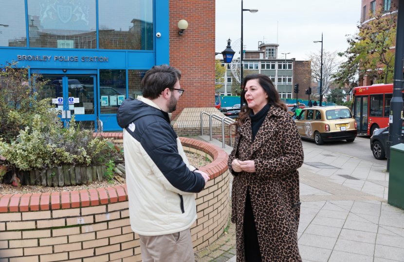 Councillors Hannah Gray and Thomas Turrell at Bromley Police Station