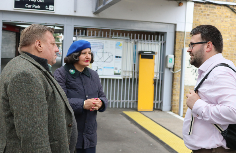 Councillors Lee, Michael and Turrell at Hayes Station